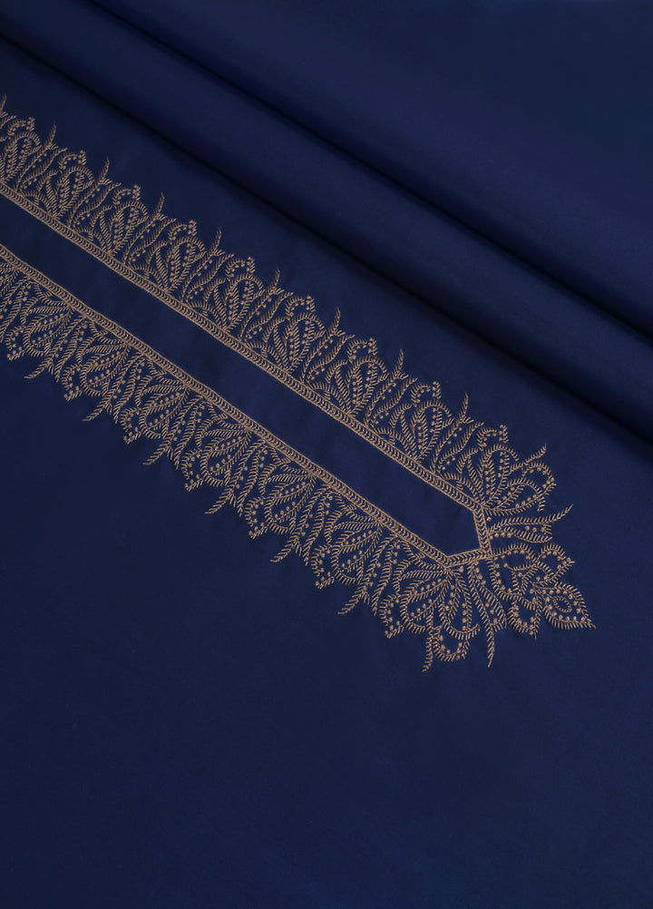 Cotton Valley by Fabrich Unstitched Embroidered Cotton-Thread Neckline Navy Kameez Shlawar - Summer Collection