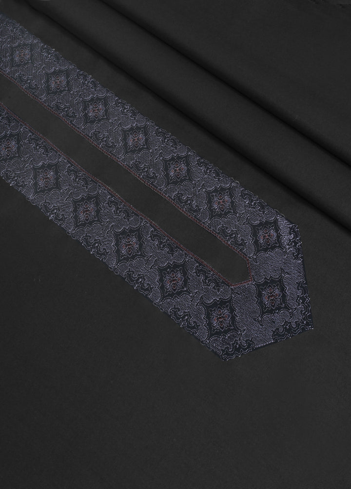 Cotton Valley by Fabrich Unstitched Embroidered Cotton Semi-Formal Neckline Black Kameez Shlawar - Summer Collection
