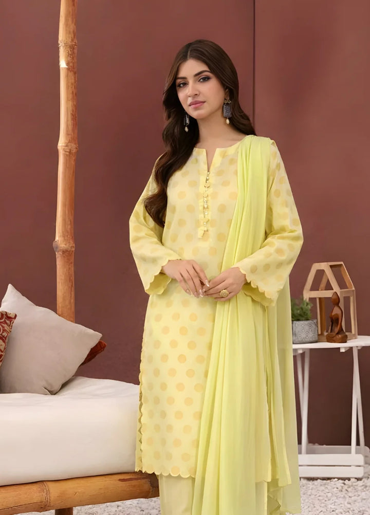 Ayla Studio RTW Printed Premium Dobby Woven 3 Piece Lemon Baft - Casual Collection