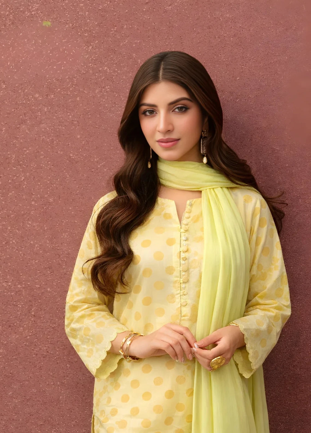 Ayla Studio RTW Printed Premium Dobby Woven 3 Piece Lemon Baft - Casual Collection