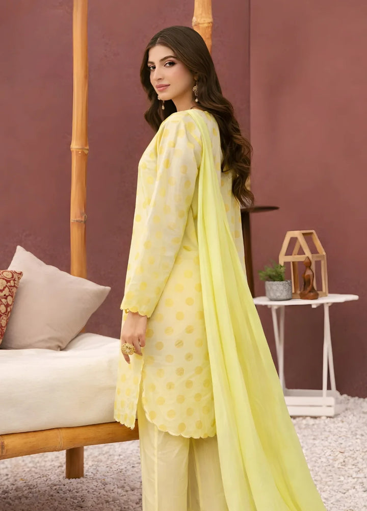 Ayla Studio RTW Printed Premium Dobby Woven 3 Piece Lemon Baft - Casual Collection