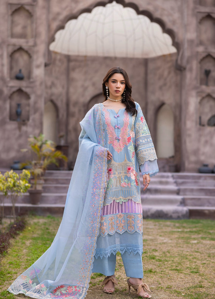 Mah e Noor by Tessa Women Embroidered Lawn 3 Piece Suit Sky Blossom - Festive Collection
