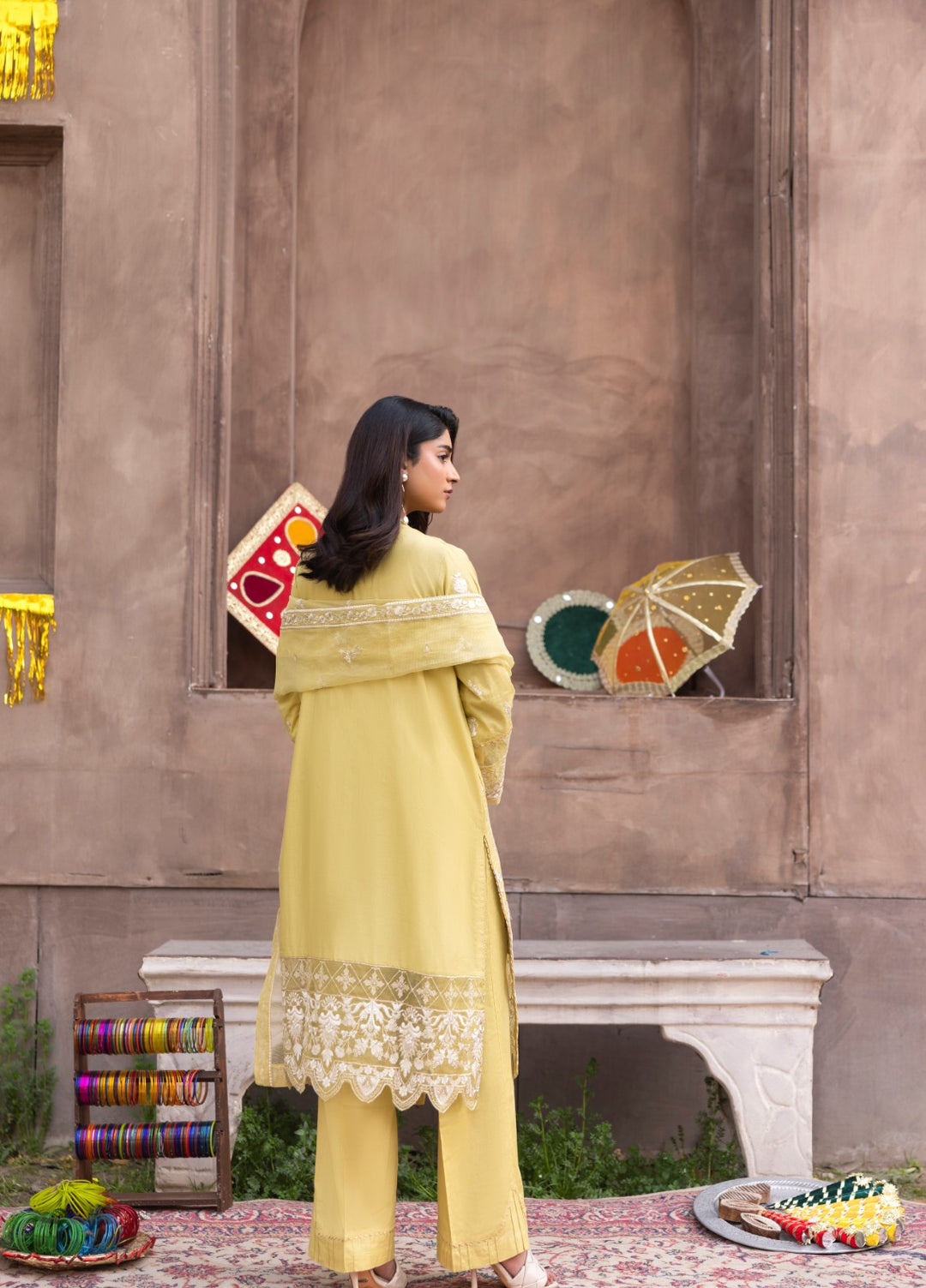 Mah e Noor by Tessa Women Embroidered Lawn 3 Piece Suit Lemon Luxe - Festive Collection