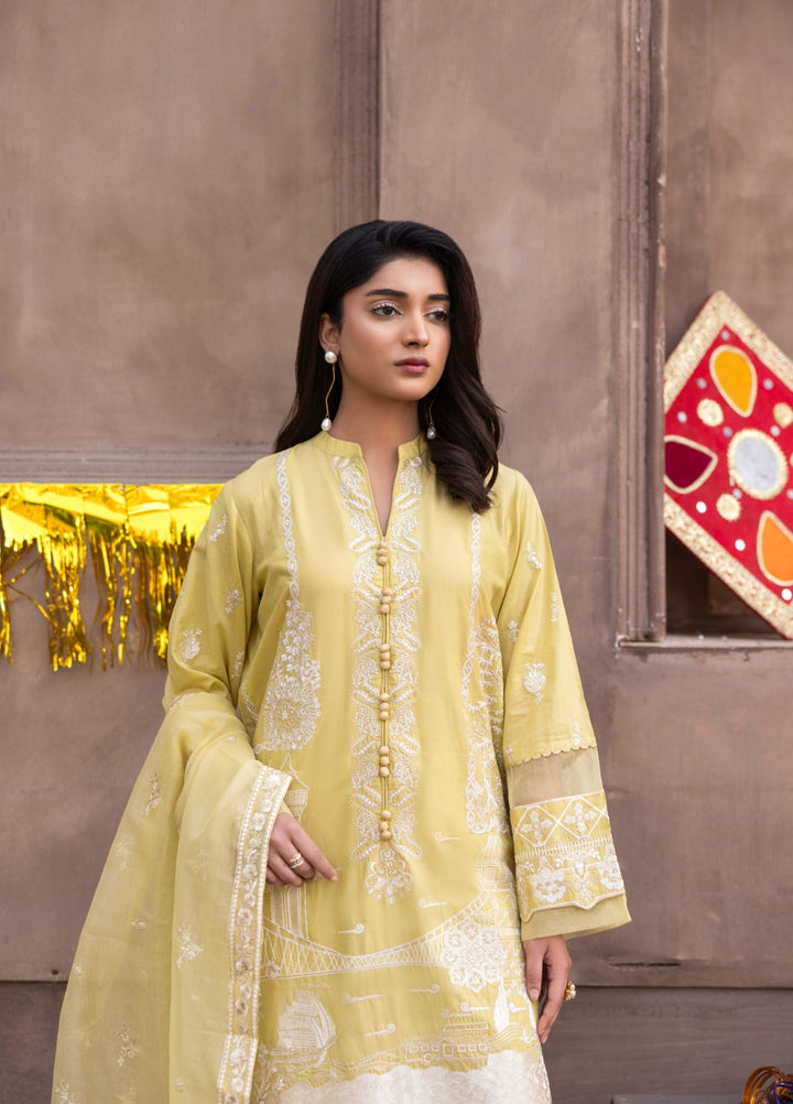 Mah e Noor by Tessa Women Embroidered Lawn 3 Piece Suit Lemon Luxe - Festive Collection