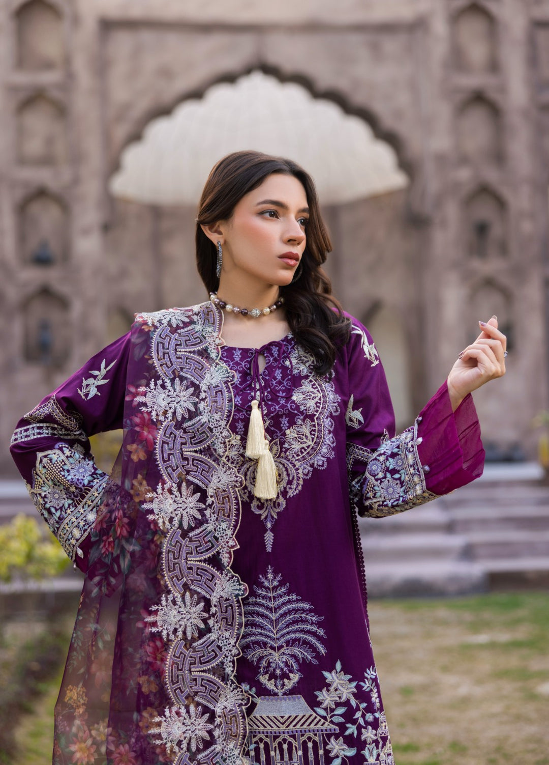 Mah e Noor by Tessa Women Embroidered Lawn 3 Piece Suit Noor e Banafshan - Festive Collection