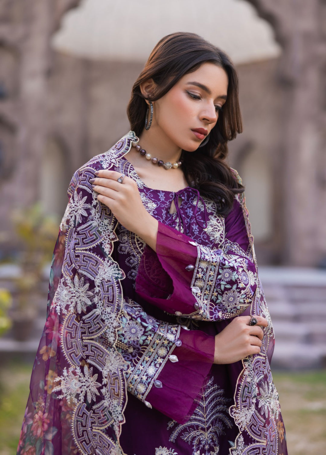 Mah e Noor by Tessa Women Embroidered Lawn 3 Piece Suit Noor e Banafshan - Festive Collection