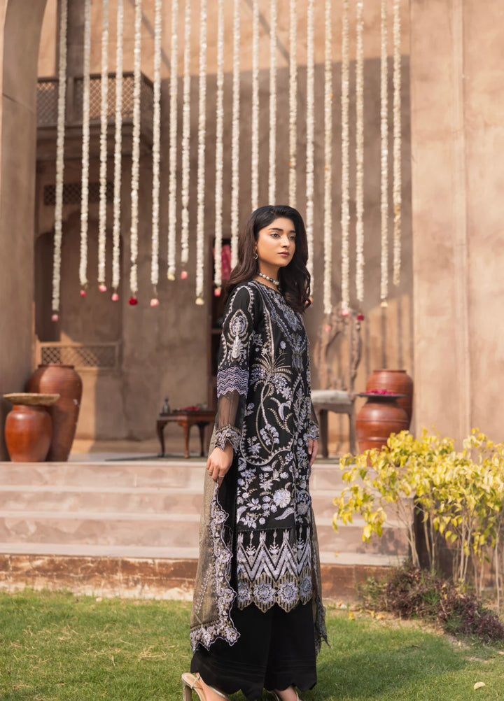 Mah e Noor by Tessa Women Embroidered Lawn 3 Piece Suit Black Royale - Festive Collection