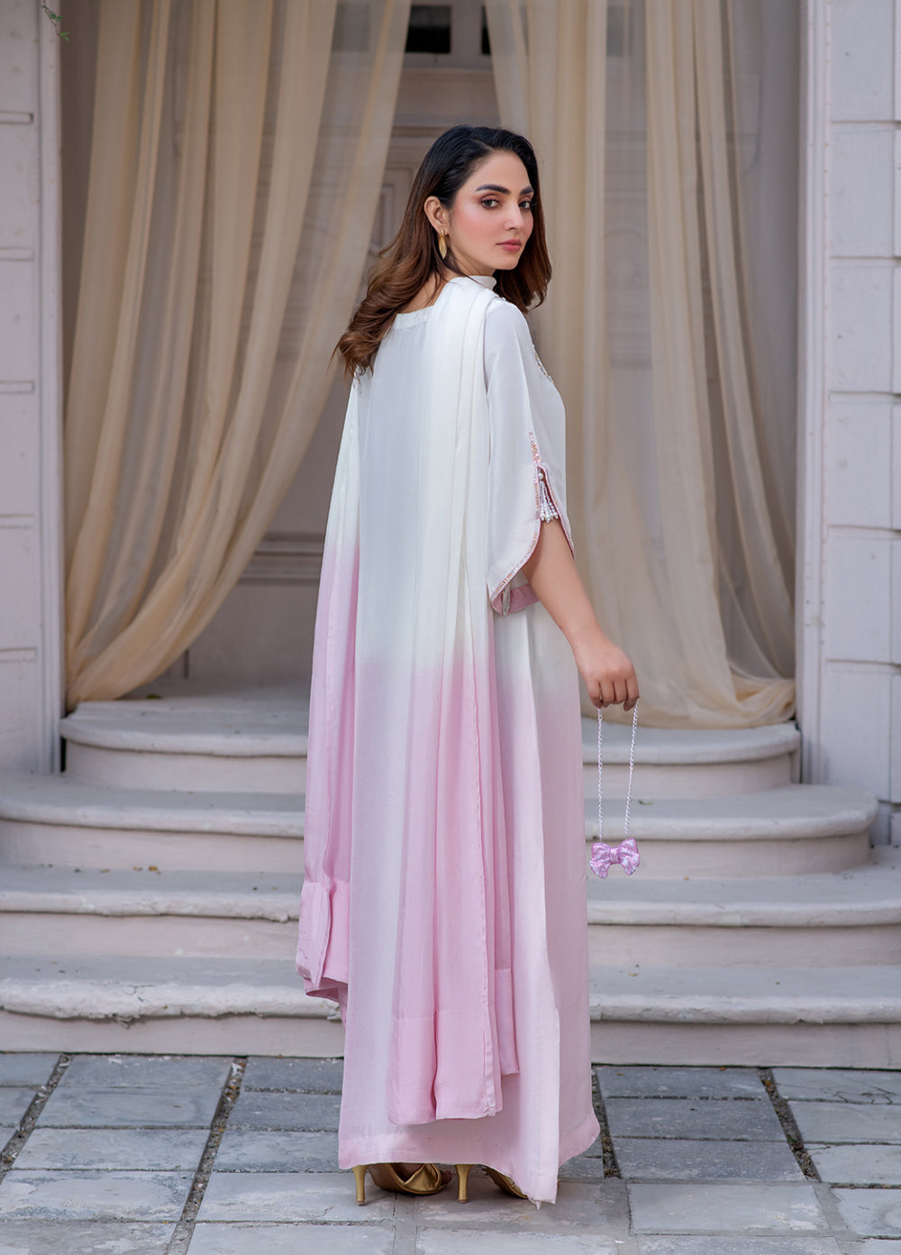 Lumi Luxury by Fajr Khan RTW Hand work Sheesha Silk 3 Piece Ombre - Festive Collection