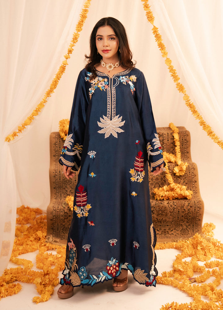 Maham Sultan Women RTW Embroidered Butter Silk 3 Piece Suit CELESTE - Eid Collection