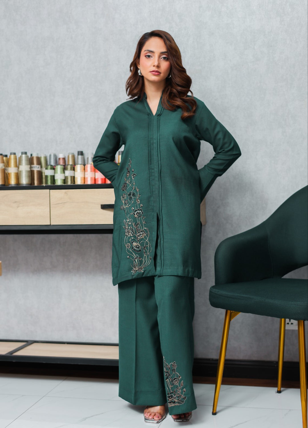 Essential Clothing by Tessa Women RTW Embroidered Lawn 2 Piece Suit Botanic Green - Casual Collection