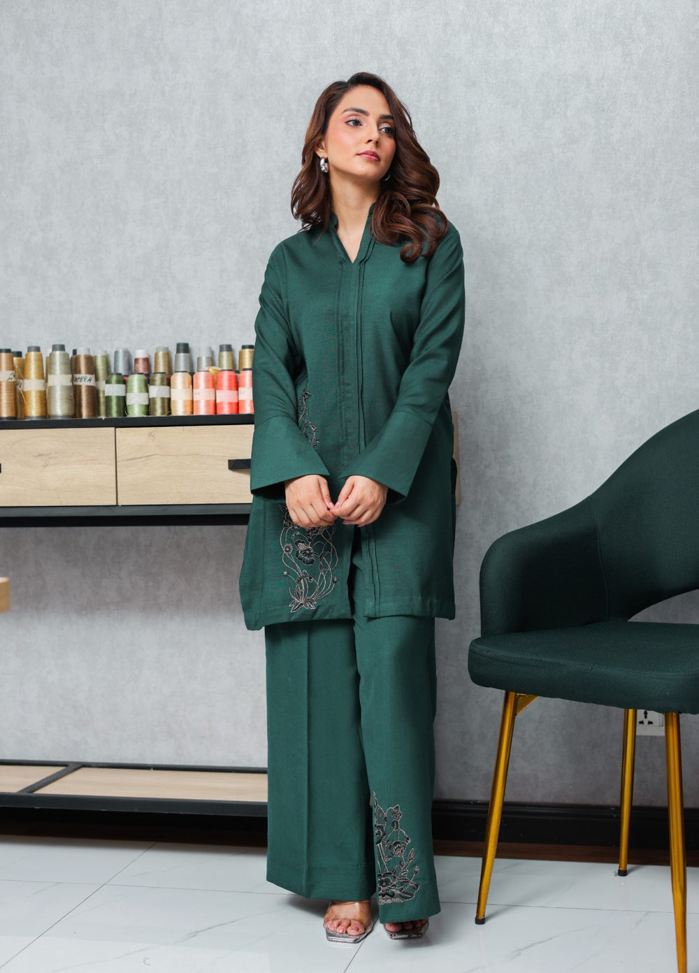 Essential Clothing by Tessa Women RTW Embroidered Lawn 2 Piece Suit Botanic Green - Casual Collection