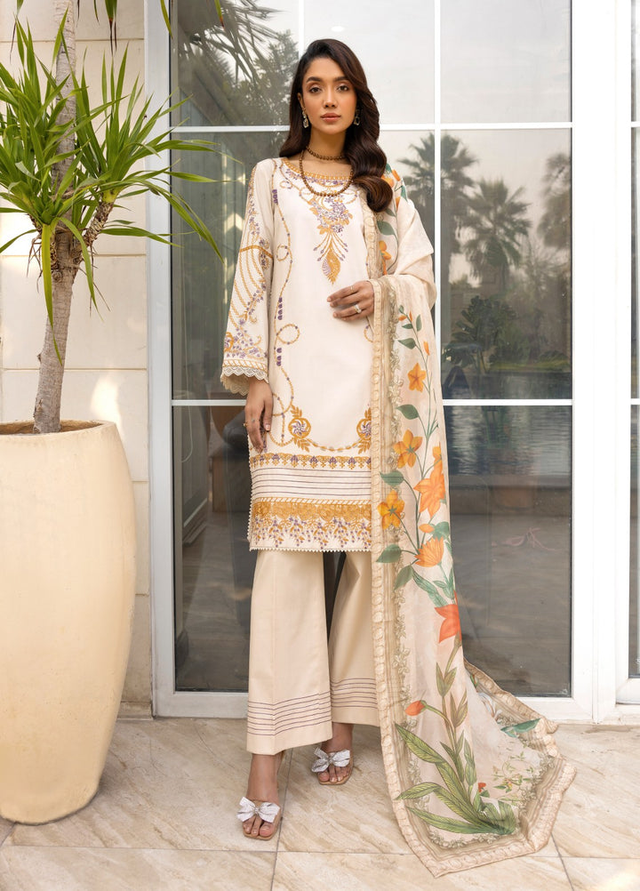 Tessa Women RTW Embroidered Lawn 3 Piece Suit Ethereal Sand - Festive Collection