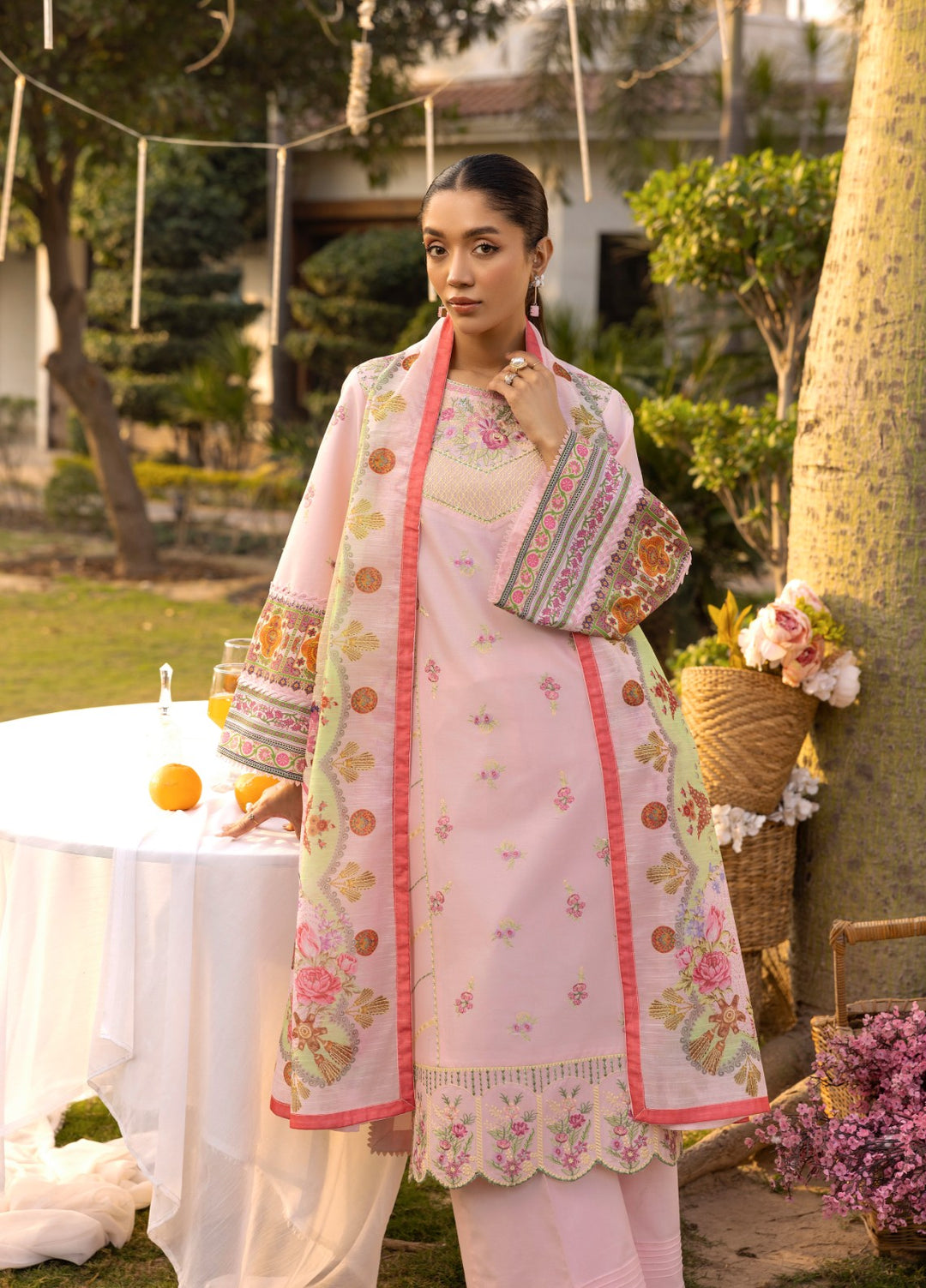 Tessa Women RTW Embroidered Lawn 3 Piece Suit Blush Bloom - Festive Collection