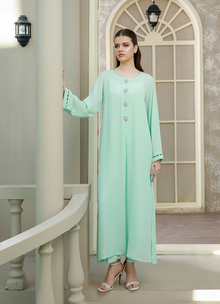 Ripret Women RTW Embroidered Double Georgette 2 Piece Frosted Ebony - Eid Collection