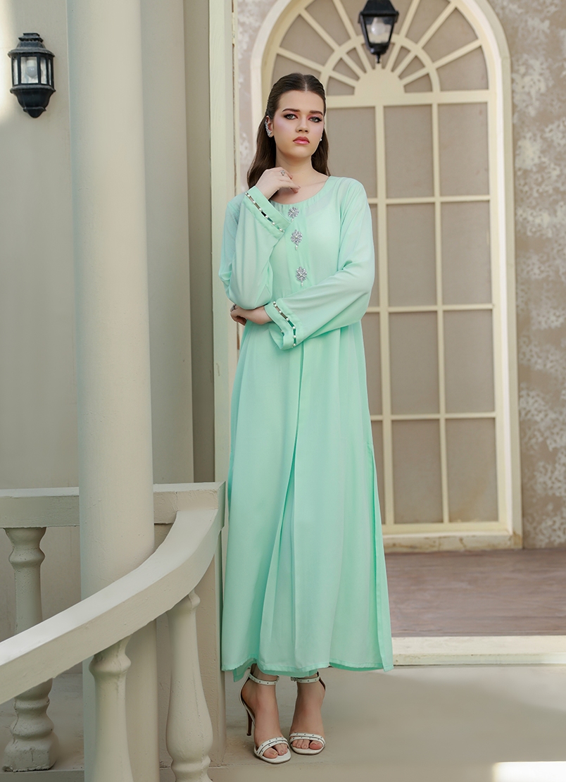 Frosted Ebony Blue Embroidered Co-ord Set by Ripret