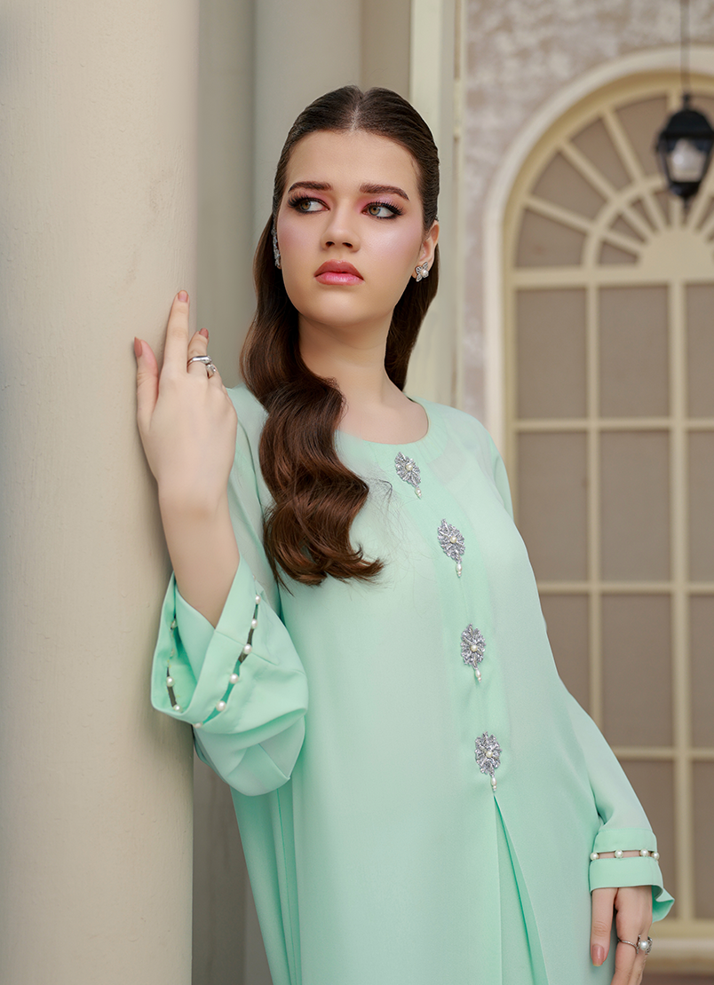 Ripret Women RTW Embroidered Double Georgette 2 Piece Frosted Ebony - Eid Collection