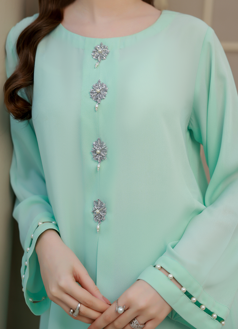 Ripret Women RTW Embroidered Double Georgette 2 Piece Frosted Ebony - Eid Collection