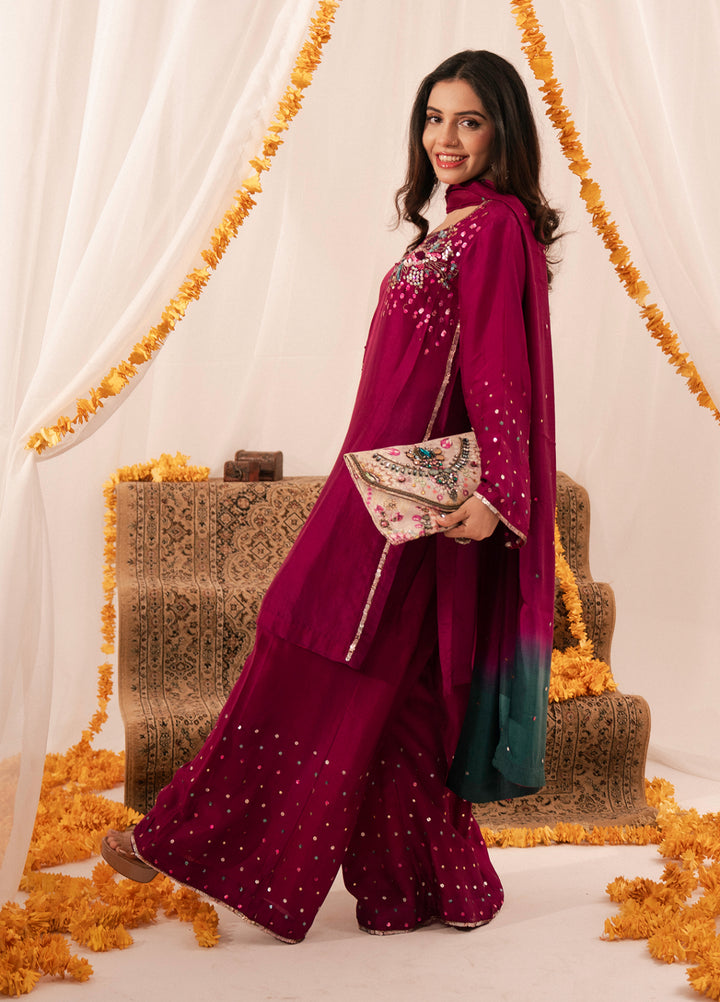 Maham Sultan Women RTW Hand work Sheesha Silk 3 Piece Suit ZUMAR - Eid Collection