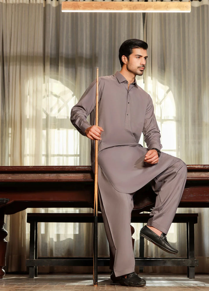Gold Medal by Stitching Cotton Men RTW Solid Poly 2 Piece Suit Grey SMKS-138 - Casual Collection
