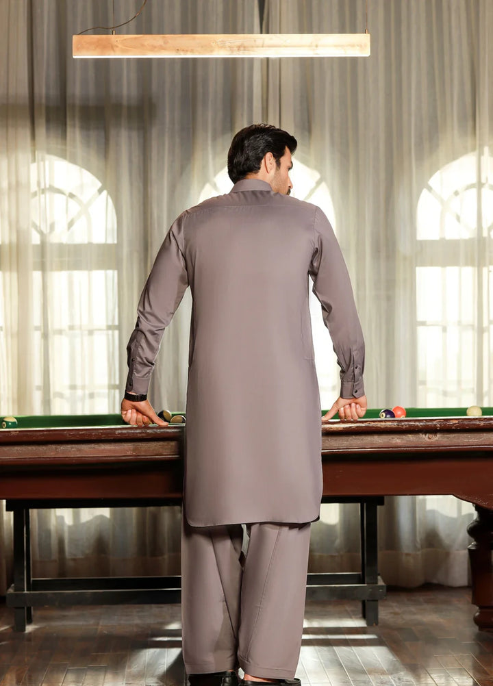 Gold Medal by Stitching Cotton Men RTW Solid Poly 2 Piece Suit Grey SMKS-138 - Casual Collection