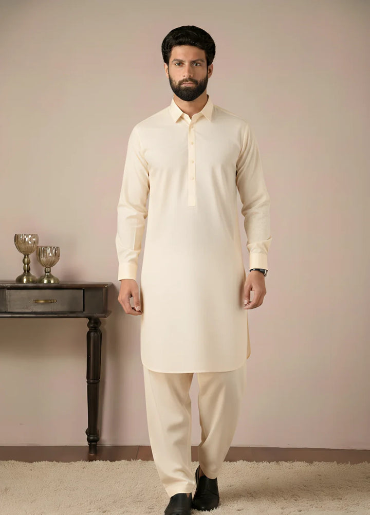 Gold Medal by Stitching Cotton Men RTW Solid Poly 2 Piece Suit Off White SMKS-137 - Casual Collection