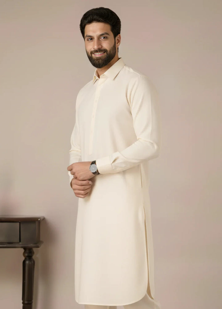 Gold Medal by Stitching Cotton Men RTW Solid Poly 2 Piece Suit Off White SMKS-137 - Casual Collection