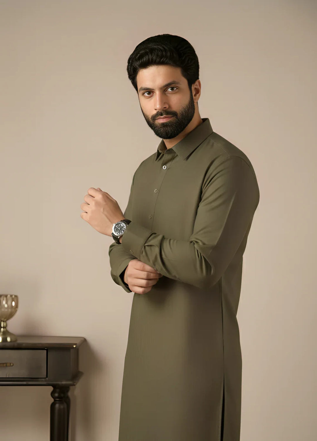 Gold Medal by Stitching Cotton Men RTW Solid Poly 2 Piece Suit Sandy SMKS-135 - Casual Collection