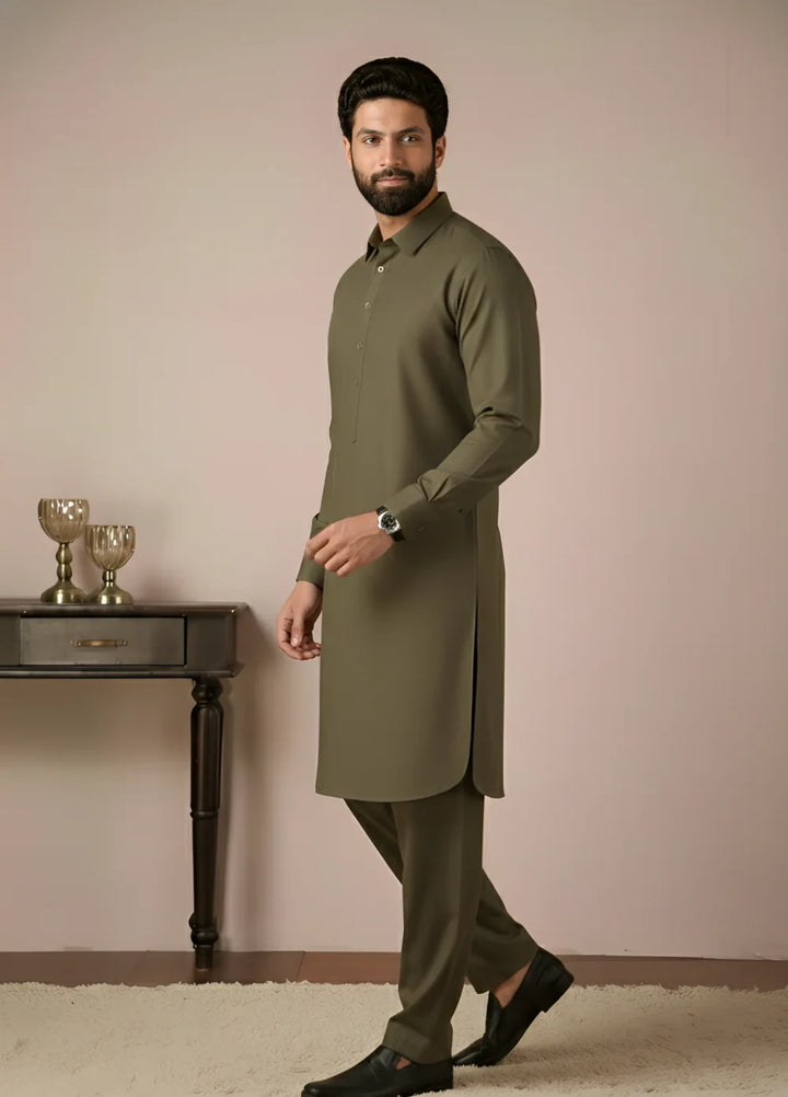 Gold Medal by Stitching Cotton Men RTW Solid Poly 2 Piece Suit Sandy SMKS-135 - Casual Collection