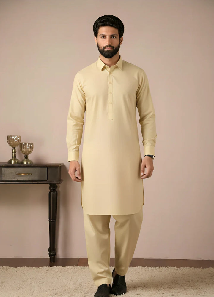 Gold Medal by Stitching Cotton Men RTW Solid Poly 2 Piece Suit Off White SMKS-136 - Casual Collection