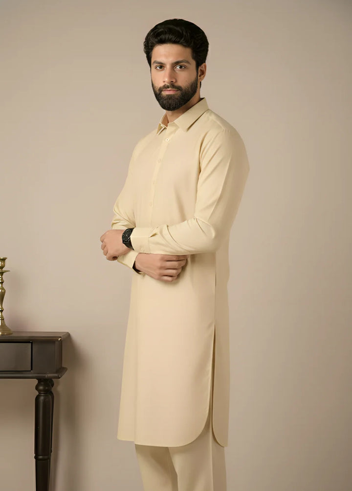 Gold Medal by Stitching Cotton Men RTW Solid Poly 2 Piece Suit Off White SMKS-136 - Casual Collection