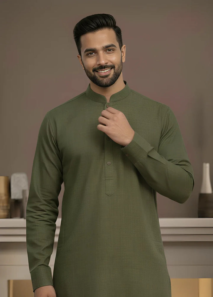 Stitching Cotton RTW Men Poly Kameez Shalwar Suit Vintage Sandy - Casual Collection