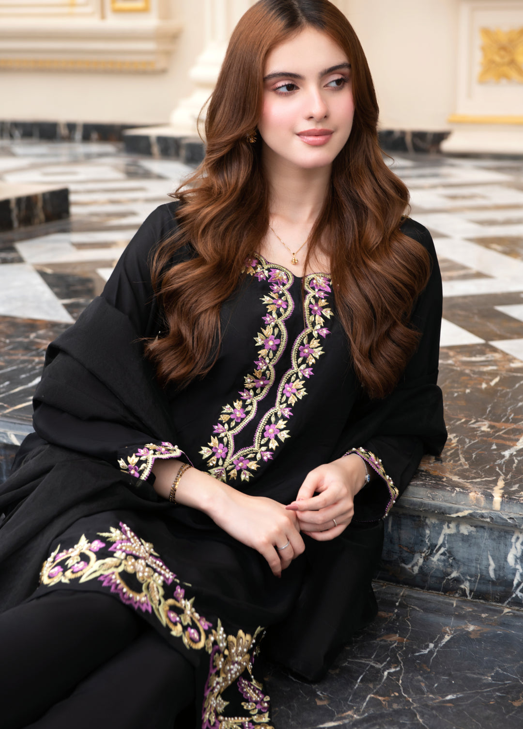Jasmine by Fajr Khan Women Hand work 3 Piece Suit Doria - Festive Collection