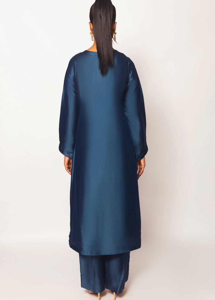 Gulenoor Women RTW Embroidered Sheesha Silk 3 Piece Suit The Teal Pagoda - Festive Collection