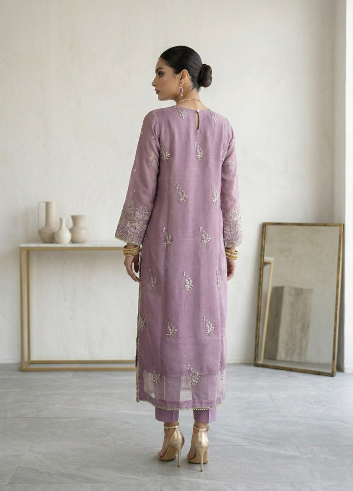 Regalia by Diara Couture RTW Embroidered Organza 3 Piece Suit RAHEELA UN-1003 GREY - Festive Collection