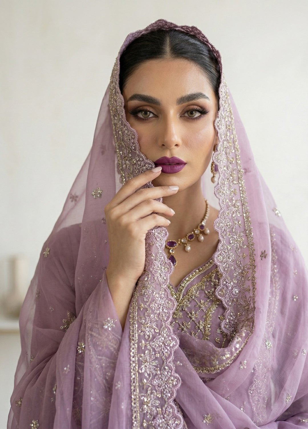 Regalia by Diara Couture RTW Embroidered Organza 3 Piece Suit RAHEELA UN-1003 GREY - Festive Collection
