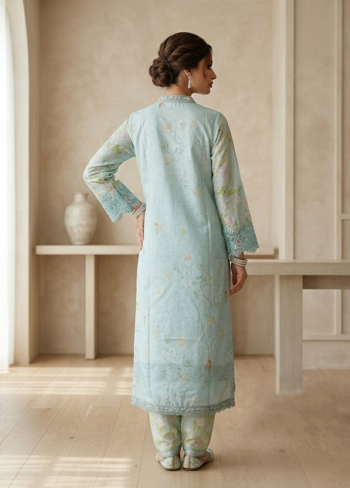 Regalia by Diara Couture RTW Embroidered Raw Silk 3 Piece Suit SORELLE DPR-01 AQUA - Festive Collection