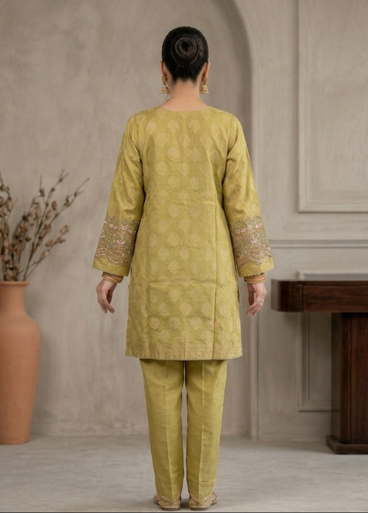 Elara By Diara Couture Women RTW Embroidered Jacquard 3 Piece Suit JK-31 Mari-Gold - Eid Collection