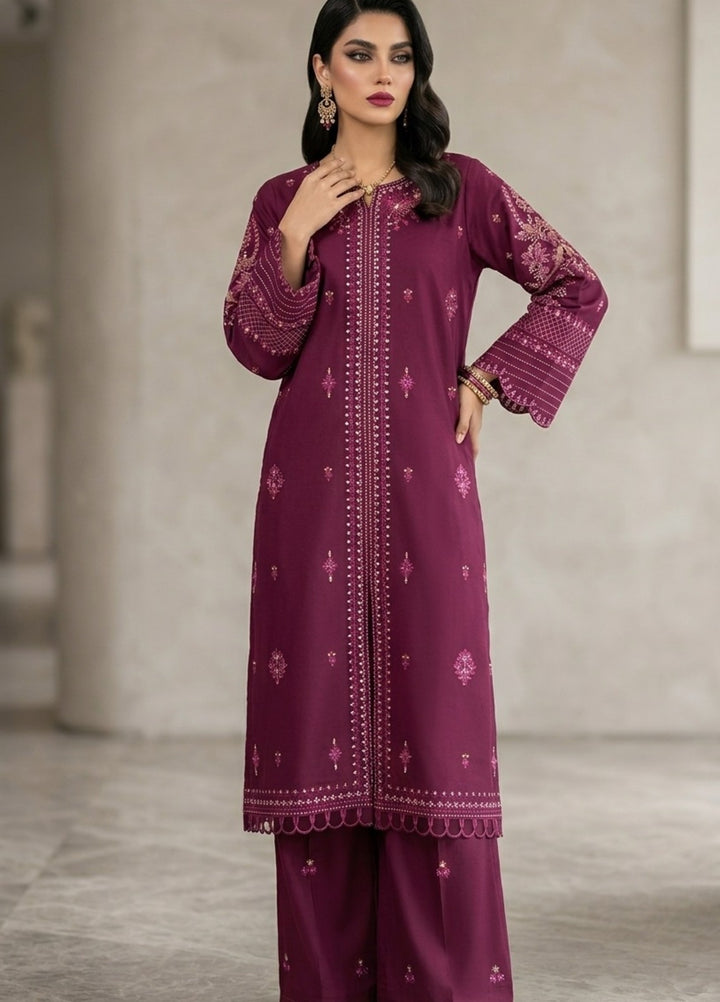 Zayra by Diara Couture RTW Embroidered Lawn 3 Piece Suit MALIHA ZP-75 PLUM  - Festive Collection