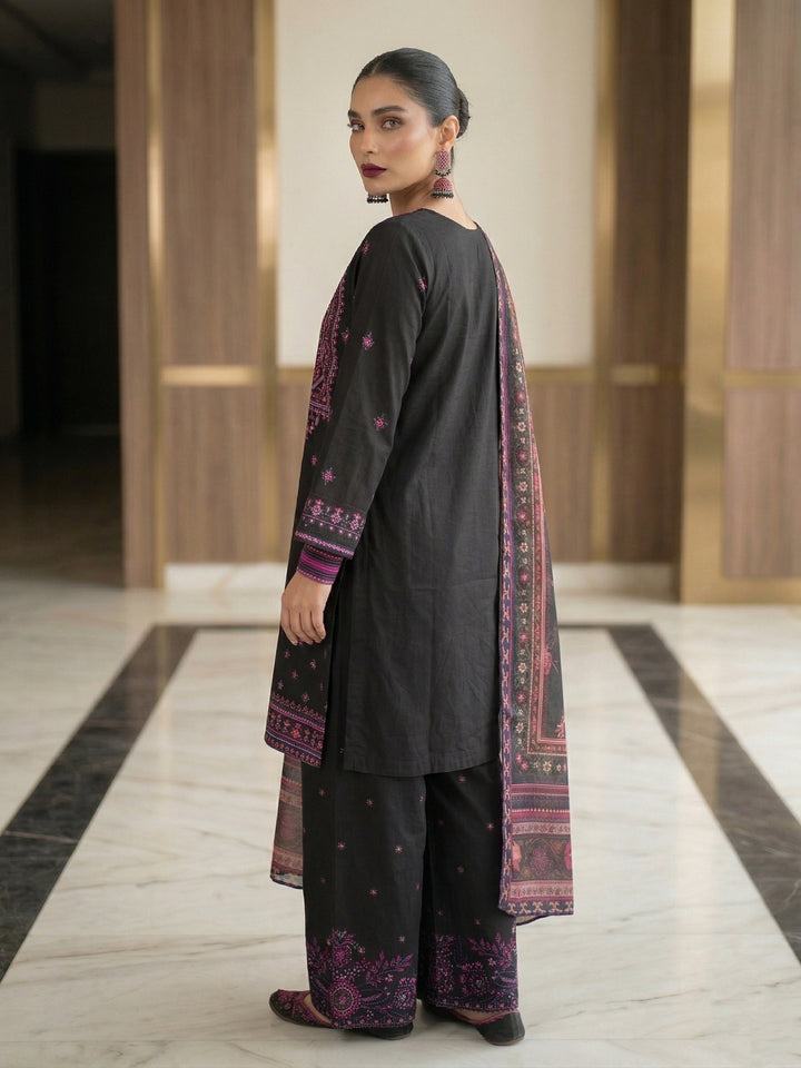 Zayra by Diara Couture RTW Embroidered Cotton 3 Piece Suit AVENZA ZP-80 BLACK  - Festive Collection