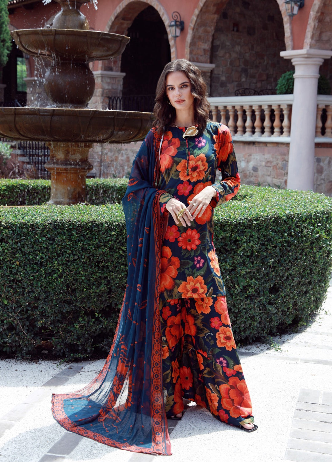 Petals Of Serenity by Feathers RTW Printed Lawn 3 Piece Suit VESTOR - Casual Collection