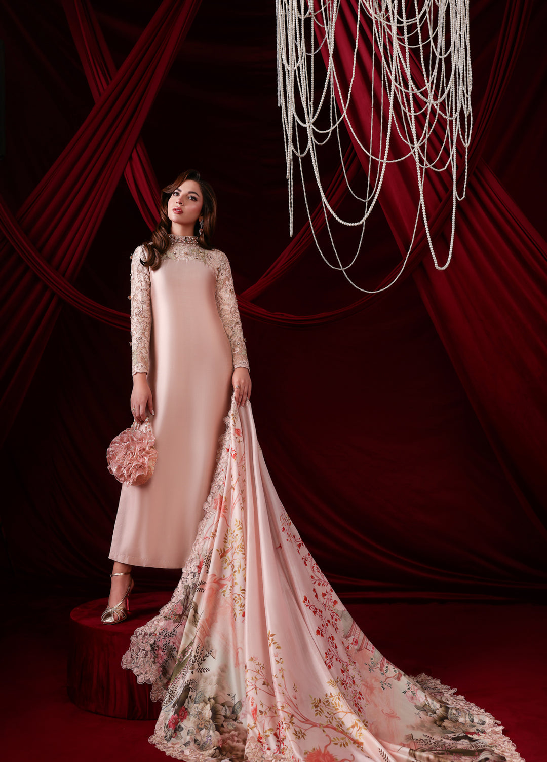 The Glamorous by Musferah Saad RTW Hand work Tissue Silk 3 Piece Suit Rosaline - Casual Collection