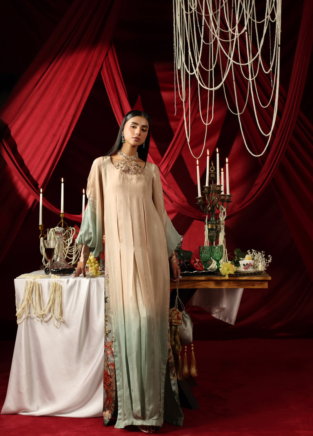 The Glamorous by Musferah Saad RTW Hand work Silk 1 Piece Ombre Grace - Eid Collection