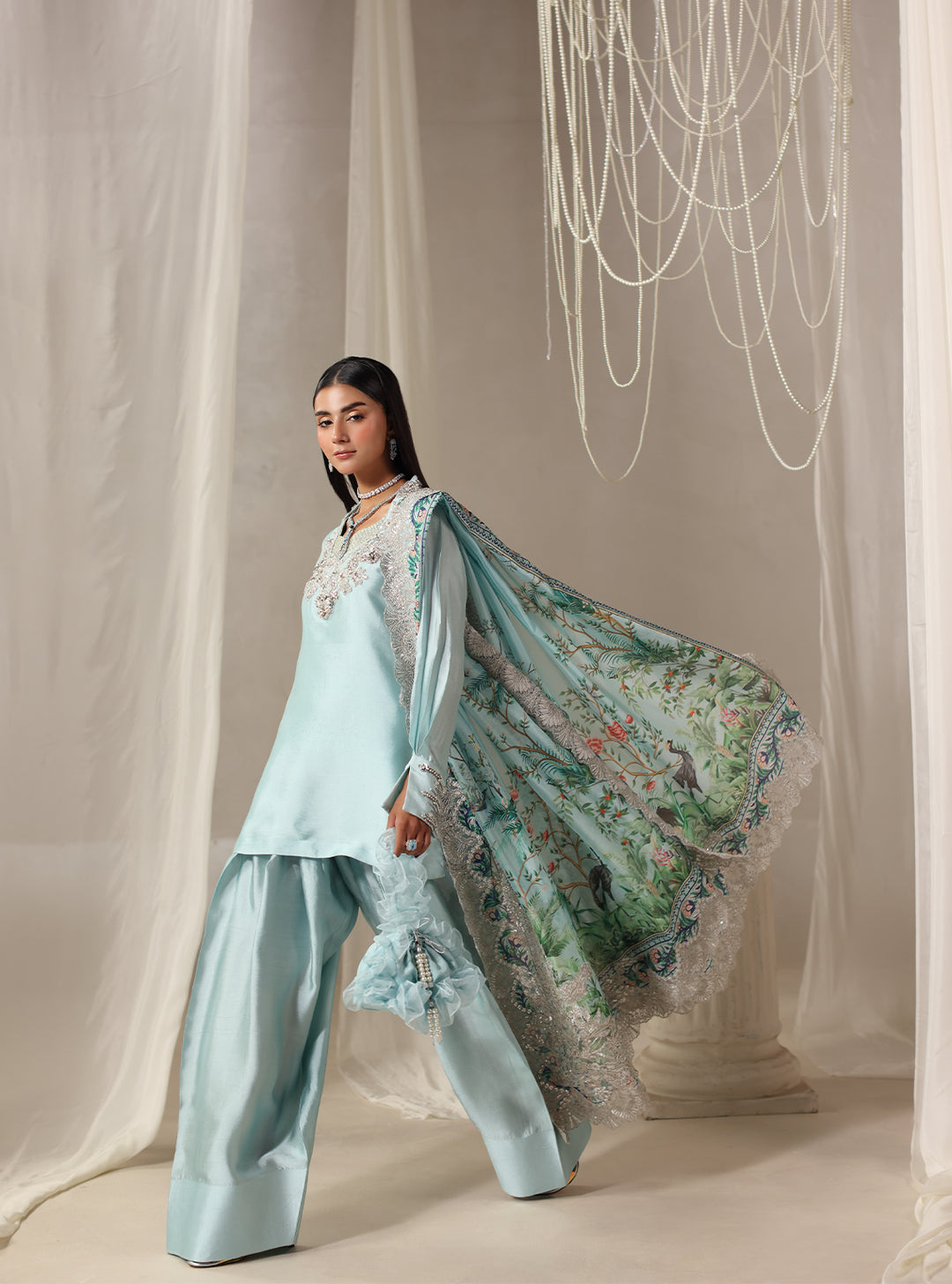 Twilight by Musferah Saad RTW Hand work Tissue Silk 3 Piece Suit Moonlit Whisper - Eid Collection