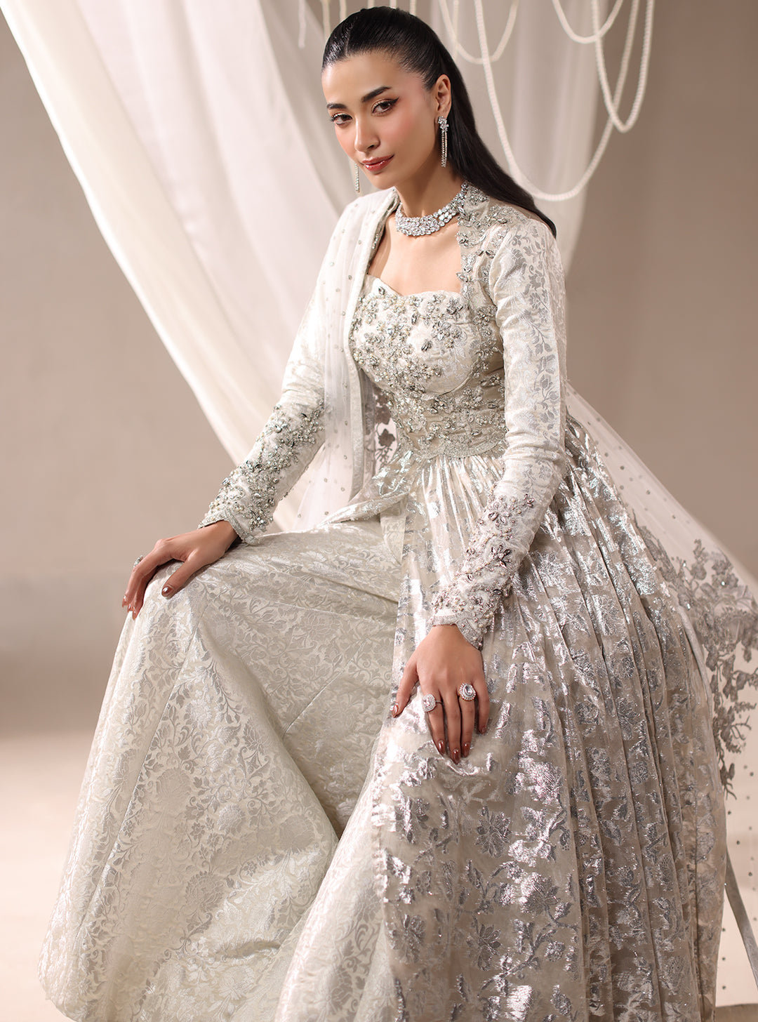 Twilight by Musferah Saad RTW Hand work Tissue 3 Piece Suit Lumieria - Eid Collection