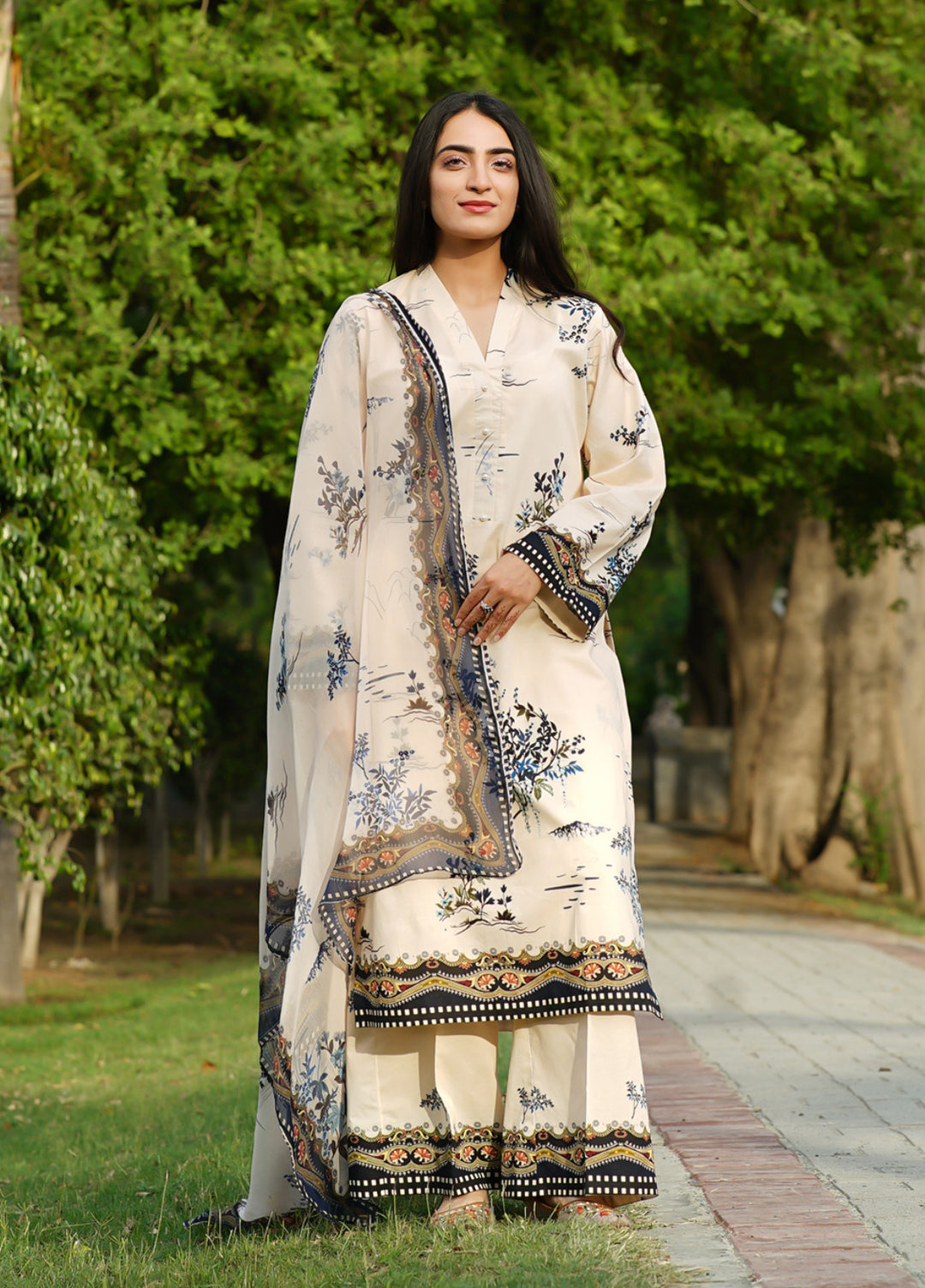 Ileen by Naba Bilal Unstitched Printed Lawn 3 Piece Suit Lina - Casual Collection
