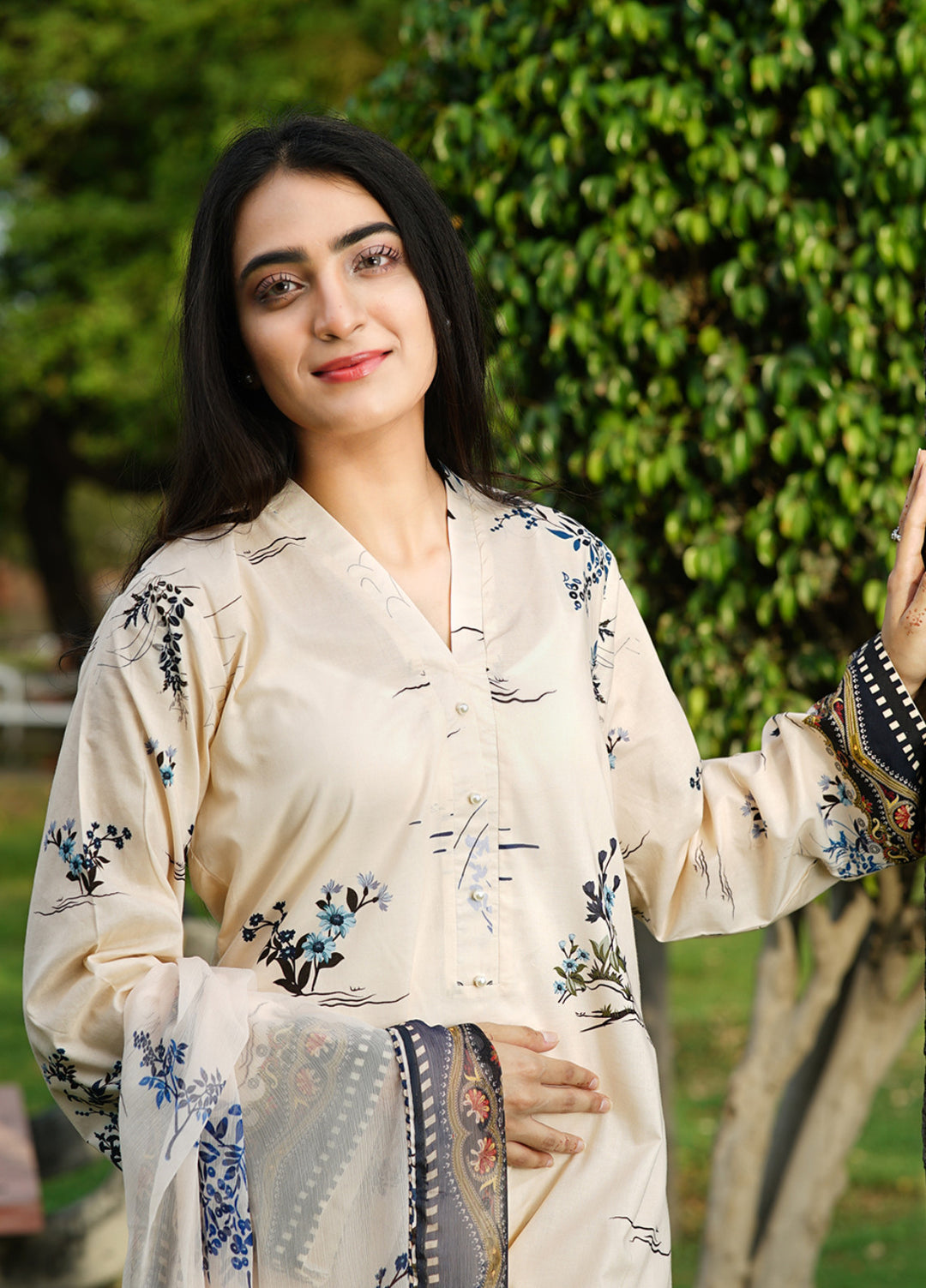 Ileen by Naba Bilal Unstitched Printed Lawn 3 Piece Suit Lina - Casual Collection