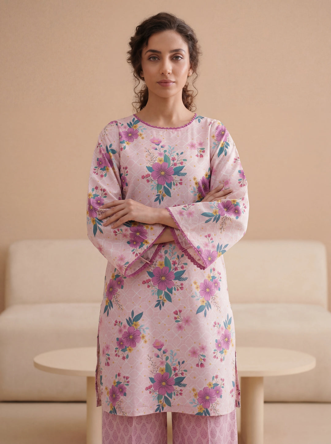 Impulse Wear by Ruby Suleiman RTW Printed Poly 2 Piece Suit Lilac Drop - Casual Collection