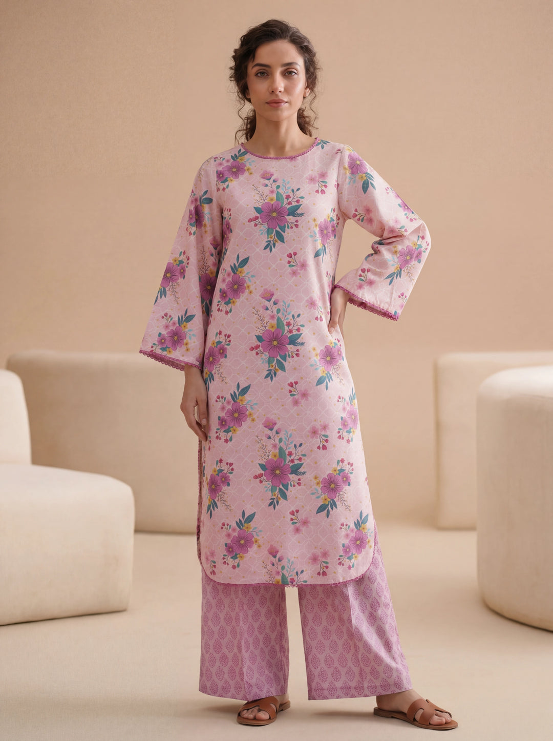 Impulse Wear by Ruby Suleiman RTW Printed Poly 2 Piece Suit Lilac Drop - Casual Collection
