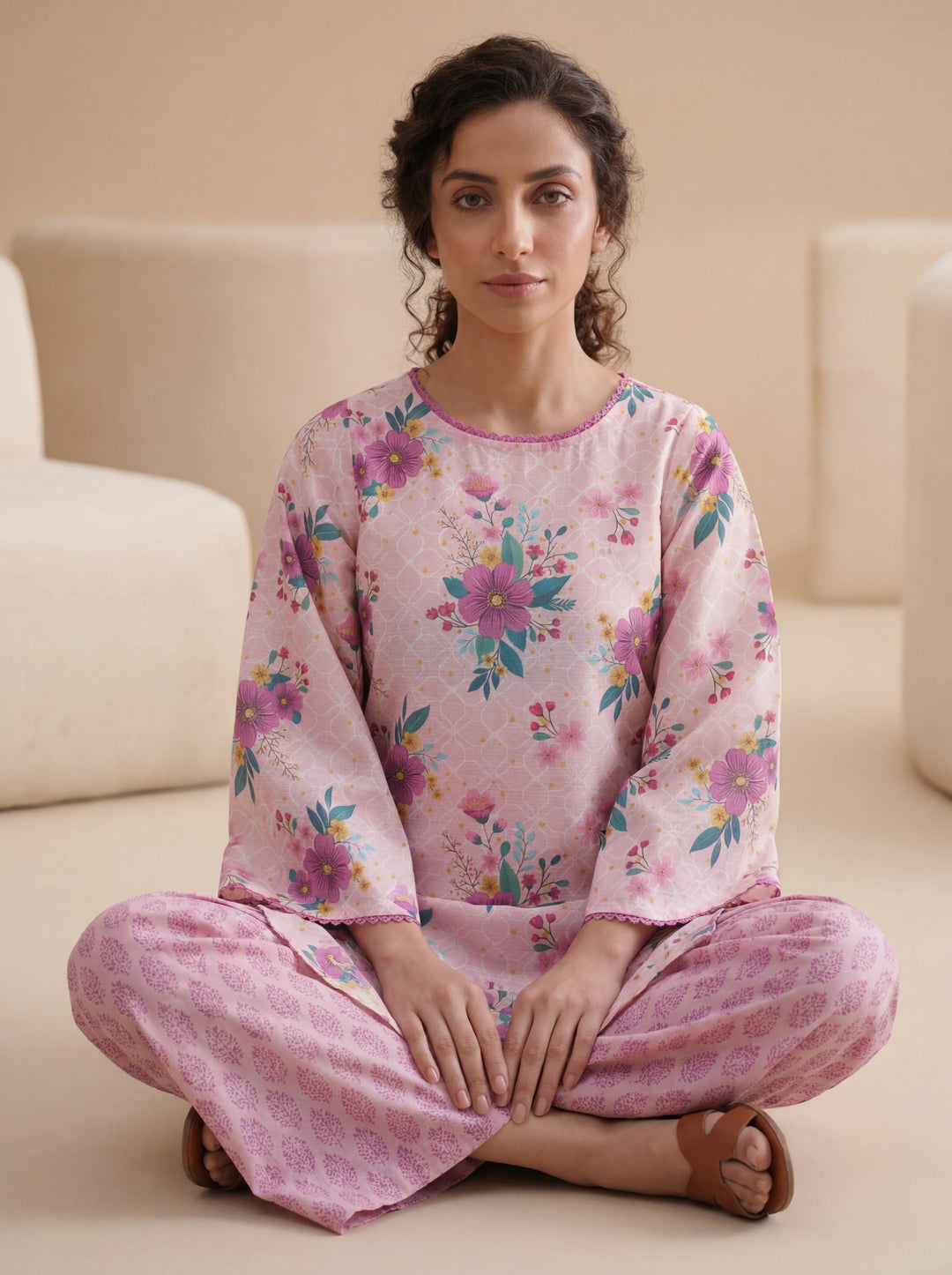 Impulse Wear by Ruby Suleiman RTW Printed Poly 2 Piece Suit Lilac Drop - Casual Collection