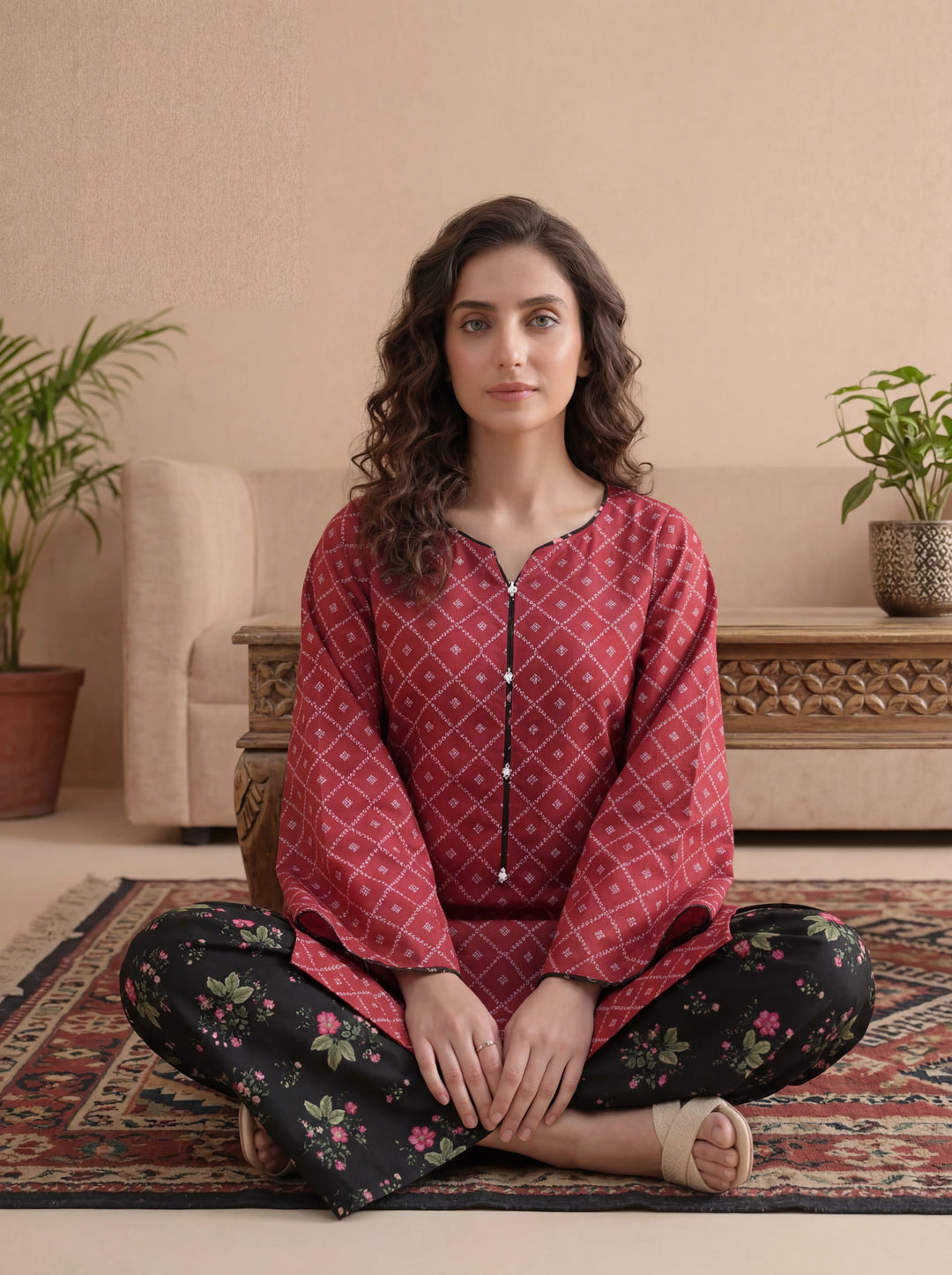 Impulse Wear by Ruby Suleiman RTW Printed Poly 2 Piece Suit Blush Pop - Casual Collection